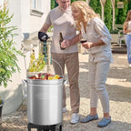 ROVSUN 62QT Stainless Steel Seafood Boil Pot With Strainer Basket, Lid & Hook, Versatile Stock for Crab, Lobster, Shrimp Boiling, Heavy-Duty Turkey Fryer for Outdoor Cooking & Gatherings