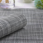 Myir JUN Placemats Set of 8, Vinyl Woven Placemats Place Mats Indoor Set of 8 Washable Table Mats Non-Slip Place mats for Dining Table (Light Gray, Set of 8)