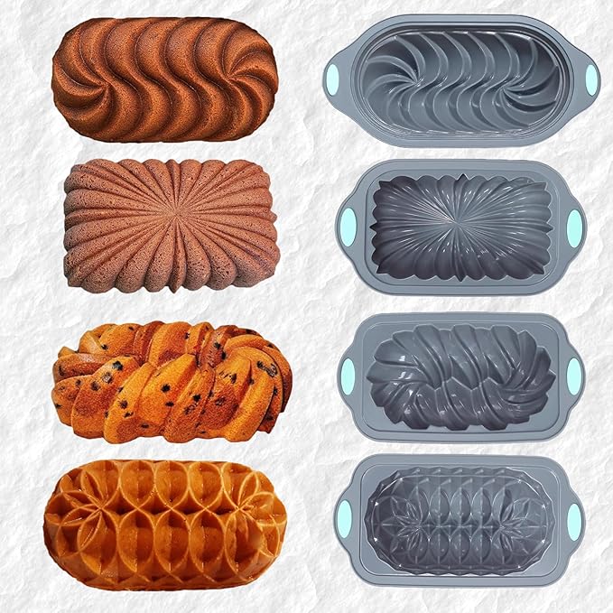 28 Pieces Silicone Fluted Loaf Pan set,Non-Stick Kitchen Oven Baking Pans, BPA Free Silicone Mold for Bread, Meatloaf, Cake, with 24 Pack mini Baking Cups