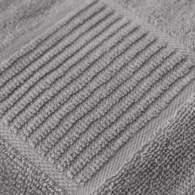 T-fal Solid & Checked Parquet Kitchen Towels: Highly Absorbent, Super Soft Long Lasting - 100% Cotton, 16"x26" Dish Towels for Cleaning & Drying Dishes, Pans, Glassware, Countertops, 6-Pack, Gray