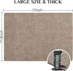 Softalker Vinyl Placemats Set of 6 - Faux Leather Heat Resistant Place Mats, 100% Waterproof Oilproof Wipe Clean Table Mats for Indoor & Outdoor Use, 17’’×12’’, Khaki