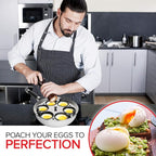 Modern Innovations Egg Poacher Pan - Nonstick Stainless Steel Maker With Handle, 6 Cups, and Silicone Spatula