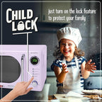 Nostalgia Retro Compact Countertop Microwave Oven 700-Watts with LED Digital Display-Child Lock-Easy Clean Interior-Lavender, 0.7 Cu. Ft