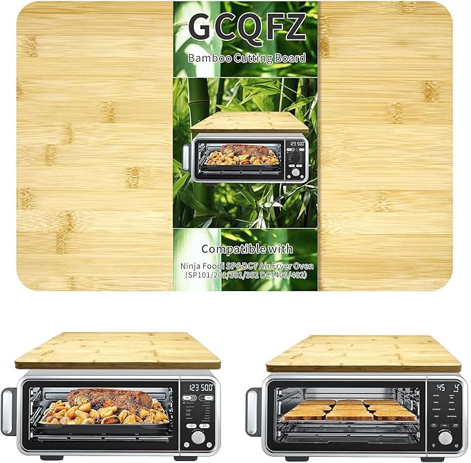Bamboo Cutting Board for Ninja Foodi DCT401 DCT402 SP101 SP201 SP301 SP351 Countertop Convection Oven Smart Oven, 17.8" × 12", Non-Slip Design, 100% Natural Organic Bamboo