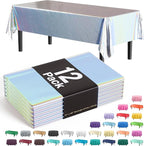 Exquisite Party Solids 12-Pack - Premium Plastic Tablecloth 54in. x 108in. Rectangle Table Cover - Iridescent
