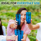 Zulay Kitchen Acrylic Glasses Drinkware - 6 Piece Unbreakable Plastic Tumblers - BPA-Free, Reusable Plastic Drinking Glasses for Home & Outdoors - Stackable, Lead-Free, Dishwasher Safe, Blue (24oz)