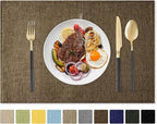 Romanstile Cloth Placemats Set of 4-12 x 18 Inch, Heat Resistant Double Layered Thickened Burlap Place Mats, Washable Faux Linen Farmhouse Table Mats for Kitchen/Dining/Party/Outdoor, Brown