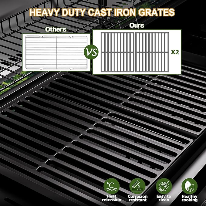 Brand-Man Propane Gas and Charcoal Grill Combo, Dual Fuel BBQ Combo Grill with Stainless Steel Dual Lids & 2 Side Shelves for Outdoor Kitchen & Backyard Barbecue Cooking