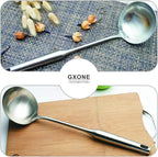 Soup Spoon Ladle,304 Stainless Steel Cooking Spoon Kitchen Tool For Wok With Hollow Handle, Silver/13.9Inch