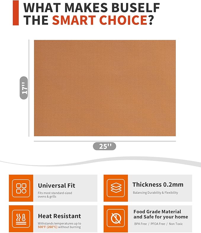 Oven Liners for Bottom of Oven - 2 Pack Large Heavy Duty Oven Mats, 17"x 25" Reusable Matt Liner for Electric, Gas, Toaster Ovens & Grills, BPA & PFOA Free, Kitchen Essentials, Copper