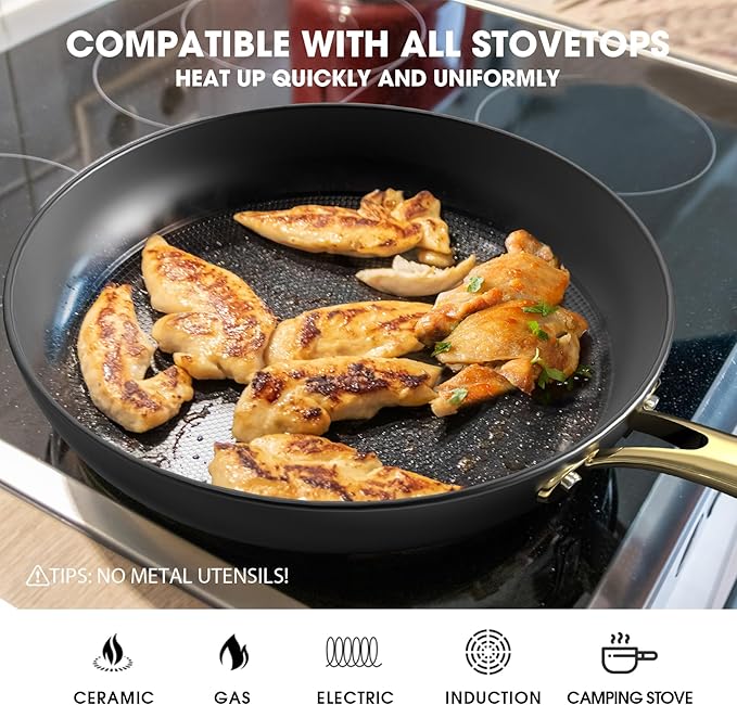 imarku Non Stick Frying Pans, 3 Pieces - 8 Inch, 10 Inch and 12 Inch Frying Pan, Professional Frying Pans Nonstick, Cast Iron Skillets, Nonstick Frying Pan with Stay Cool Handle, Best Christmas Gifts