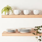 Amazon Basics Dinnerware Set, Microwave and Dishwasher Safe, Service for 6, 18-Piece Complete Kitchen, Plates, Dishes, Bowls, Branches