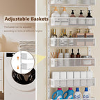 6-Tier Over The Door Pantry Organizer with Mesh Baskets, Adjustable & Stable Hanging Spice Rack for Kitchen, Bathroom, Bedroom, and Baby Essentials Storage (16" W 6-Tiers, White)