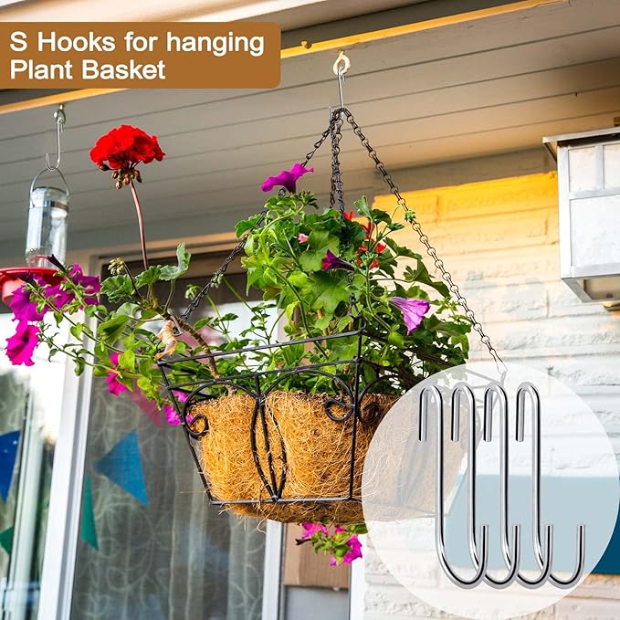30 Pack Heavy Duty S Hooks Pan Pot Holder Rack Hooks Hanging Hangers S Shaped Hooks for Kitchenware Pots Utensils Clothes Bags Towels Plants -4 Inch