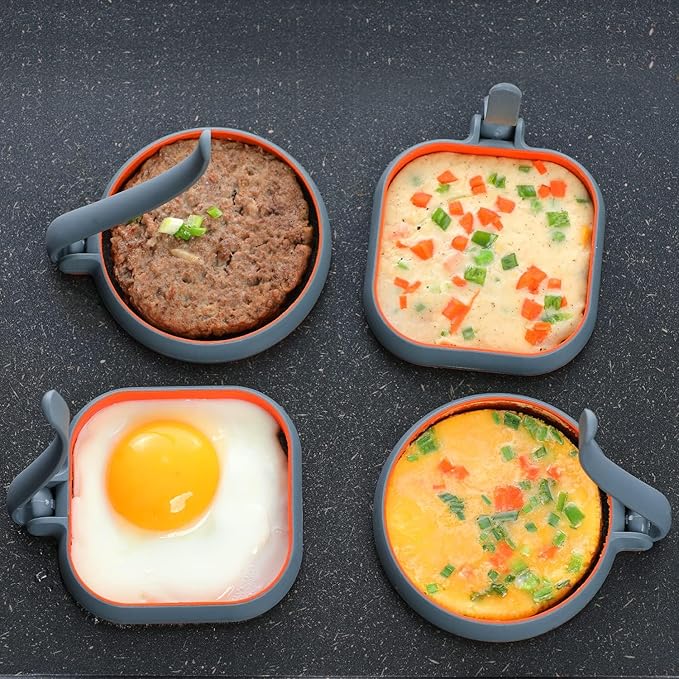 Silicone Egg Molds Pancake Molds for Kids, Silicone Egg Rings Pack of 4 for Frying Eggs, Nonstick Silicone Egg Mcmuffin Maker Pancake Rings