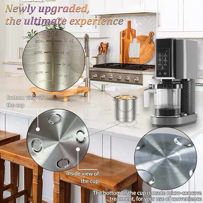 Stainless Steel Pint Containers & Lids Compatible with Ninja Creami ice Cream Maker NC500, NC501, CN501CO Delux Series– 6 Pack, 24 oz, Silicone Lids, BPA-Free, Dishwasher Safe