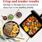 6.3QT Air Fryer Oven with LED Digital Touchscreen, 12 Preset Cooking Functions Air fryers, Bake, Reheat, Keep Warm, Nonstick and Dishwasher-Safe Basket, Stainless Steel/Black