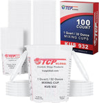 Custom Shop Paint Mixing Cups, 32-Ounce (Box of 100) - Plastic Measuring Cups for Liquids, Automotive Painting, Epoxy Resin, Acrylic Arts, Crafts, Disposable or Reusable, Graduated, Mixing Ratios