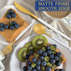 White And Gold Silverware Set for 8, 40-Pieces Matte Gold And White Handle Flatware Set, Stainless Steel Cutlery Tableware set, Kitchen utensils set Include Spoons And Forks Set, Dishwasher Safe