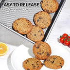 Vinino Baking Sheet Set of 3, Cookie Sheets For Baking with Square Texture Pattern, Thicker Carbon Steel Non-stick Baking Pan Half/Quarter/Jelly Roll Pans Tray for Oven-Grey