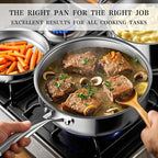 Stainless Steel Cookware Set - VONIKI Tri-ply Stainless Pots And Pans Set with Steamer Basket, Non Toxic Induction Cookware, Kitchen Cookware Sets PFOA & PTFE Free, Dishwasher and Oven Safe