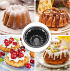 4 Inch Nonstick Mini Bundt Cake Pan Set, Carbon Steel Fluted Baking Molds for Cupcake, Muffin, Brownie, Pudding - Black (4 - Piece)