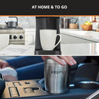 KRUPS: 2 Cup Coffee Maker, Simply Brew Stainless Steel Single Serve Drip Coffee Machine and Travel Tumbler 14 Ounce Stainless Steel Tumbler Included 650 Watts Coffee Filter, Compact Silver and Black