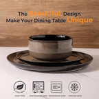 LERATIO Ceramic Dinner Plates Set of 6, 10.5 Inch Reactive Glaze Porcelain Plates, Modern Shape Dinnerware Dishes Set for Kitchen,Microwave&Dishwasher&Oven Safe, Scratch Resistant-Chestnut