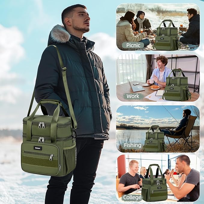 Weitars Tactical Lunch Box, Insulated Lunch Box, Large Expandable Heavy Duty Lunch Boxes for Men Women Durable Waterproof Leakproof Lunch Cooler Bag for Adults Work Outdoor Picnic Camping