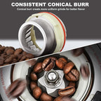 Conical Burr Espresso Coffee Grinder Electric, Coffee Bean Grinder for Home Use Upgraded 48 Grind Settings, 35s Precision Timer, Anti-Static for Pour Over/Drip/French Press, Stainless Steel Black