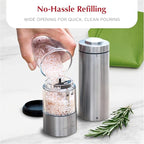 Electric Salt and Pepper Grinder Set - Battery Operated Stainless Steel Mill with Light (2 Mills) - Automatic One Handed Operation - Electronic Adjustable Shakers - Ceramic Grinders