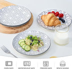 bestone 7.5 Inch Porcelain Salad Plates Set, Porcelain Dessert/Salad Plate，Classic Round with Wide Rim, Lead-Free,Dishwasher, Microwave, Freezer, Oven Safe, for Everyday Use-Set of 4，Grey