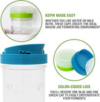 Masontops Kefir Caps - Wide Mouth Mason Jar Lids - Water Kefir Grains Strainer Mason Jar Kefir Jar - Home Water Kefir Starter Kit Kefir Fermenter Container - 4 Pack