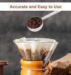 2Pcs 1/8 Cup Scoop, Stainless Steel 2 Tbsp Coffee Scoop with Long Handle,Suitable for Coffee Beans, Ground Coffee & Baking (30ml)