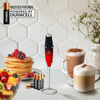 Zulay Kitchen Powerful Milk Frother Wand With 4 AA Duracell Batteries - Ultra Fast Handheld Drink Mixer - Electric Whisk Foam Maker for Coffee, Lattes, Cappuccino, Matcha & Creamer -