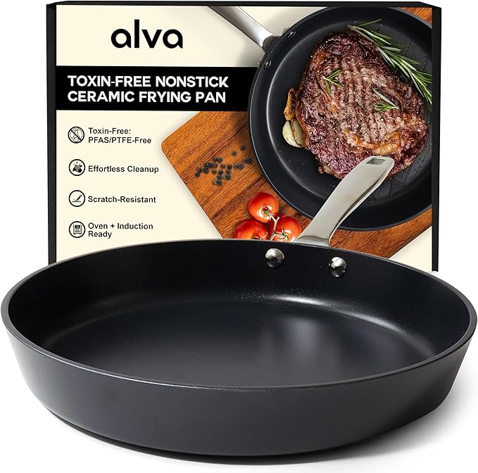 Alva Maestro 8” Ceramic Nonstick Frying Pan – PFAS/PFOA/PTFE-Free, Healthy & Toxin-Free Cooking – Recycled Aluminum, Induction & Oven Safe, Superior Heat Distribution