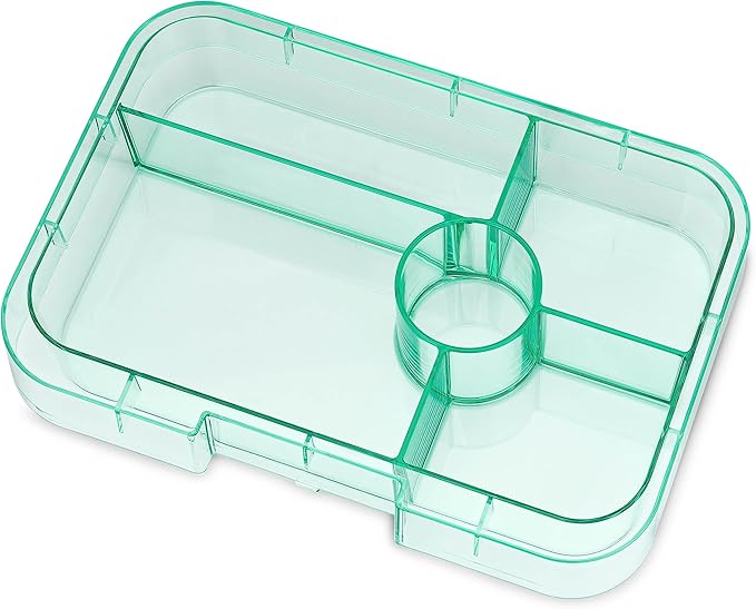 Yumbox Tapas Leakproof Bento Lunch Box - 5-Compartment Bento Container for Adults and Kids; Large Size 9.5x6.9x1.8; (Bali Aqua with Clear Aqua Tray)