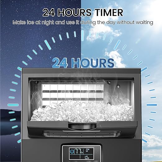 COWSAR Commercial Ice Maker Machine, 66Lbs/24H Stainless Steel Undercounter Ice Maker with 8Lbs Storage Capacity, Self-Cleaning Freestanding Ice Machine for Home, Bar, Restaurant, Office, Outdoor