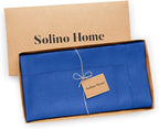 Solino Home Linen Square Tablecloth 52 x 52 Inch - 100% Pure Linen Royal Blue Table Throw - Classic Hemstitch, Machine Washable Table Cloth for Summer