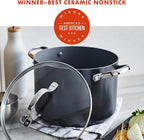 GreenPan Valencia Pro Hard Anodized Healthy Ceramic Nonstick 8QT Stock Pot with Lid, PFAS-Free, Induction, Dishwasher Safe, Oven Safe, Gray