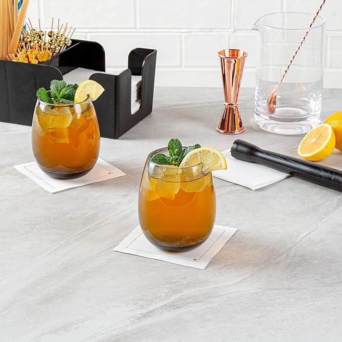 Restaurantware-Vetri 15 Ounce Wine Glasses, 6 Dishwashable Stemless Wine Glasses - No Lead, Durable, Gray Glass Stemware, For Home, Bar, Or Restaurant, Serve Merlot, Chardonnay, Or Bordeaux