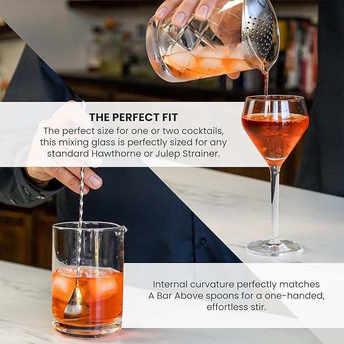 A Bar Above Cocktail Mixing Glass, Diamond Cut Crystal Stirring Pitcher, Thick Weighted Base for Stable Stirring, 18 Oz Drink Mixer, Bar Accessories, Ideal for Craft Cocktails at Home or Bars