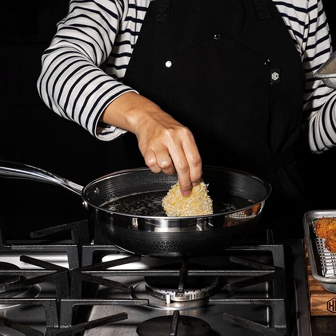 HexClad Hybrid Nonstick 10-Inch Wok with Stainless Steel Lid, Stay-Cool Handle, Dishwasher-Friendly, Oven-Safe Up to 900°F, Induction Ready, Compatible with All Cooktops