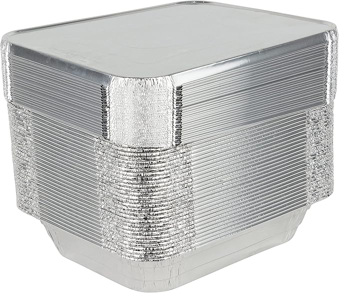 Stock Your Home 9x13 Aluminum Trays with Lids (10 Pack) – Disposable Half Size Deep Pans for Cooking, Storage, BBQ, Grilling, Catering