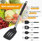 Kitchen Utensils Set of 4 Pack,Silicone Cooking Utensils Set for Nonstick Cookware,Perfect for Baking and Mixing,Spatula Set BPA Free,Dishwasher Safe,Black