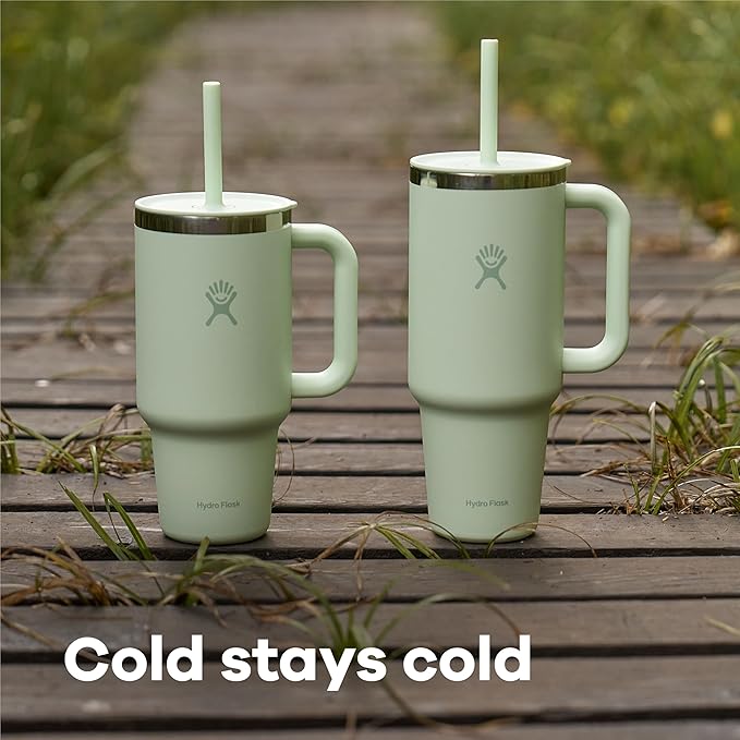 Hydro Flask 32 Oz Travel Tumbler with Handle, Lid and Straw - Insulated Stainless Steel in Botanical Bliss Agave