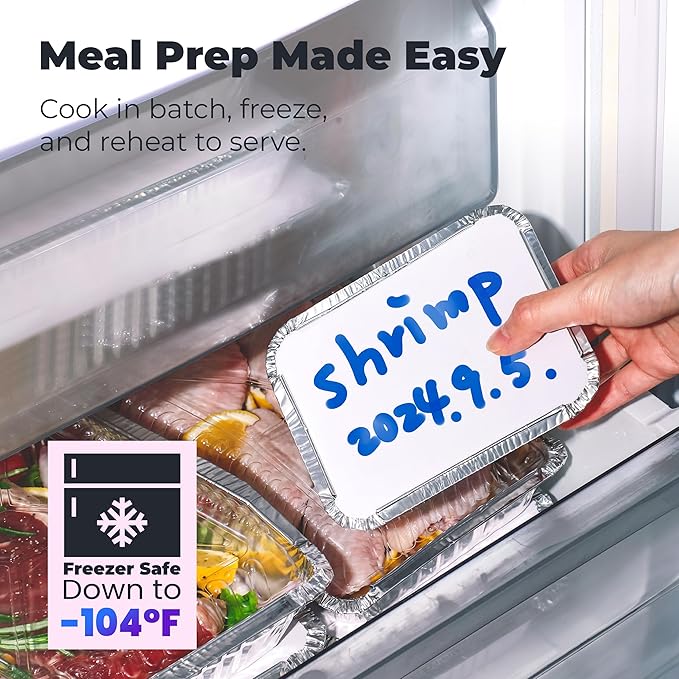 Fit Meal Prep 100 Pack 1 lb Small Aluminum Foil Pans with Lids, Disposable Take Out Food Containers with lids for Freshness and Spill Proof, Disposable Cookware for Catering, Restaurants