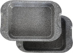 DaTerra Cucina - 13 x 8 x 4.25 Nonstick Ceramic Coated Dual Roasting Pan Set – 2 Identical Pans, Oven Safe, Ideal for Roasting, Baking, Searing, Braising, Casseroles, Fits Most Toaster Ovens