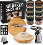 Whiskey Smoker Kit with Torch & 8 Flavors Wood Chips - Old Fashioned Smoker Kit - Bourbon Gifts for Men, Cocktail Smoker kit - USA Oak Smoke Lid (No Butane)