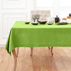 Solino Home Linen Tablecloth for Rectangle Tables 60 x 120 Inch - Classic Hemstitch 100% Pure Linen Lime Green Table Cloth - Machine Washable Cloth Tablecloth for Summer